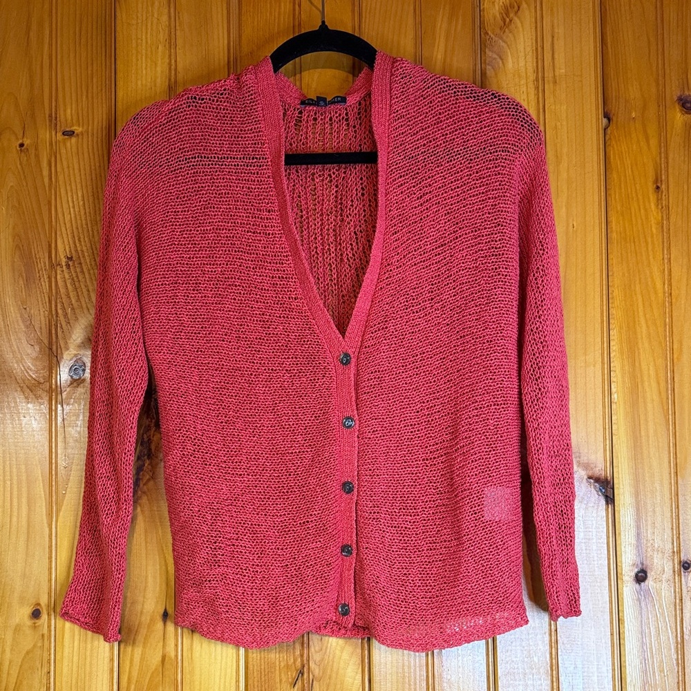 Eileen Fisher Recylced Cotton Women's Button-Up Cardigan - Red
